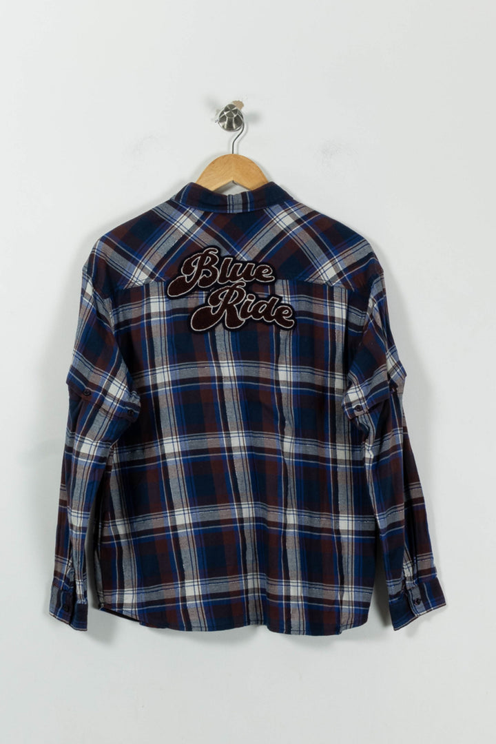 Chemise À Carreaux Bleue et Marron - Taille L/40 de la marque IKKS | PARAD94407 - Vendu par Paradigme - Image 4