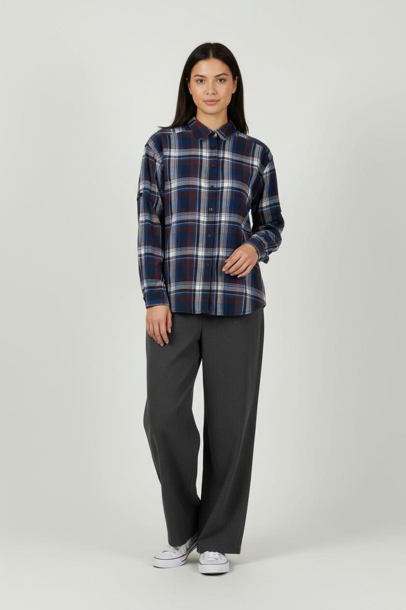 Chemise À Carreaux Bleue et Marron - Taille L/40 de la marque IKKS | PARAD94407 - Vendu par Paradigme - Image 1