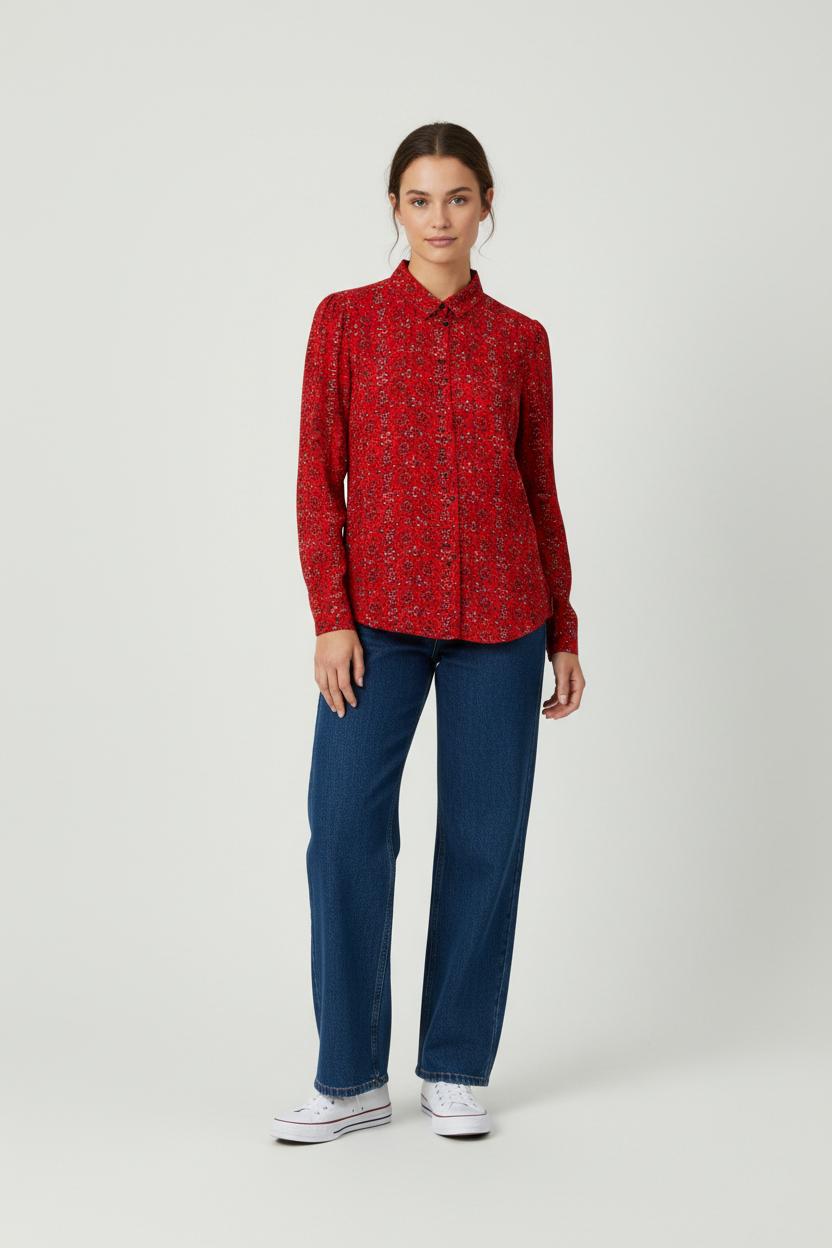 Chemise Rouge à Motifs - Taille L/40 de la marque IKKS | PARAD94422 - Vendu par Paradigme - Image 1