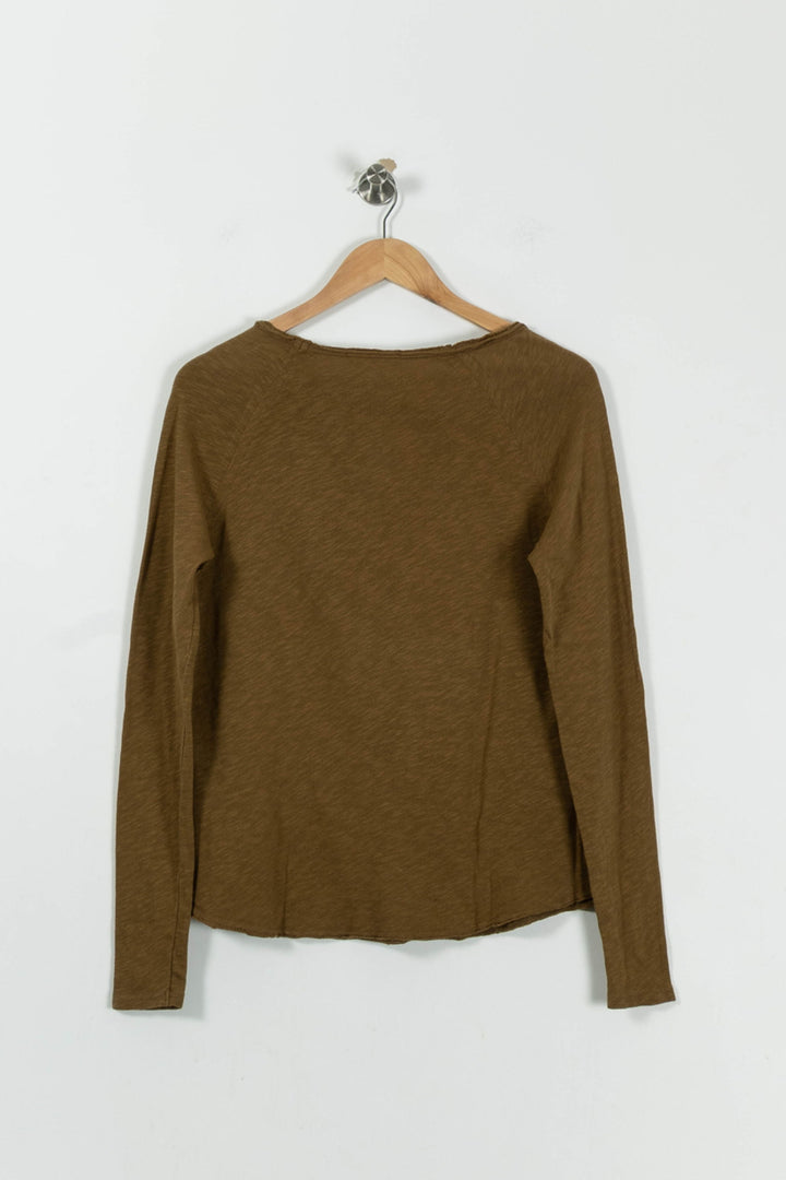 T-shirt Manches Longues Marron - Taille S/36 de la marque American Vintage | PARAD94463 - Vendu par Paradigme - Image 4