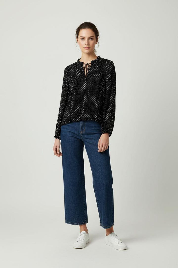 Blouse Noire à Pois Blancs - Taille L/40 de la marque Maje | PARAD94468 - Vendu par Paradigme - Image 1