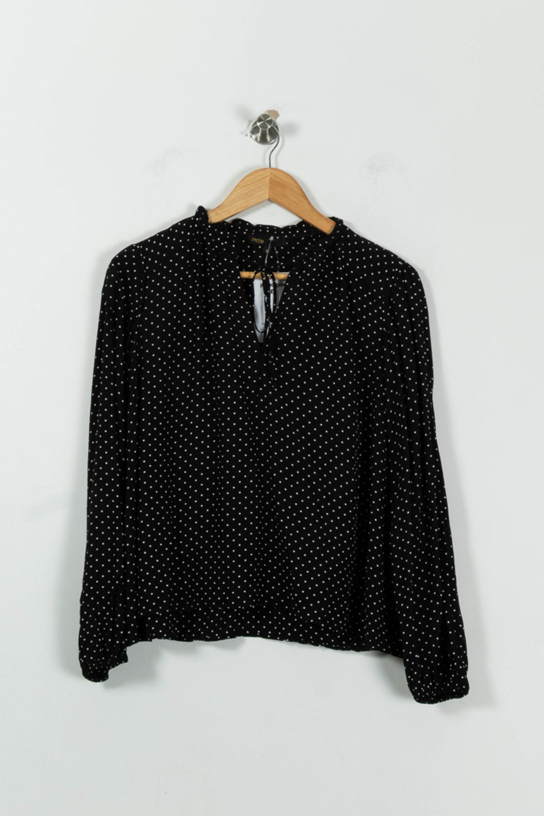 Blouse Noire à Pois Blancs - Taille L/40 de la marque Maje | PARAD94468 - Vendu par Paradigme - Image 2