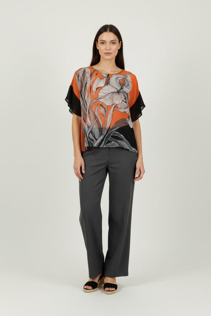 Blouse Orange et Noire - Taille S/36 de la marque La Fée Maraboutée | PARAD94475 - Vendu par Paradigme - Image 1