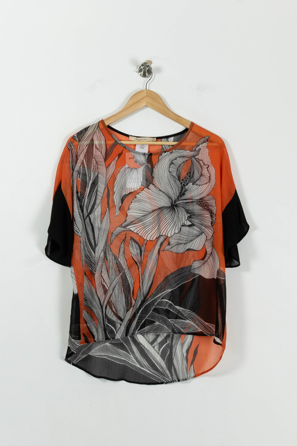 Blouse Orange et Noire - Taille S/36 de la marque La Fée Maraboutée | PARAD94475 - Vendu par Paradigme - Image 2