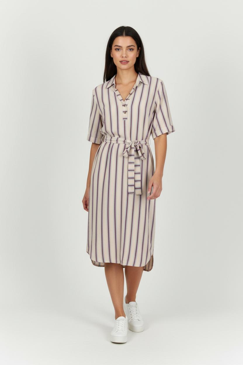 Robe Chemise Beige et Bleu - Taille M/38 de la marque La Fée Maraboutée | PARAD94484 - Vendu par Paradigme - Image 1