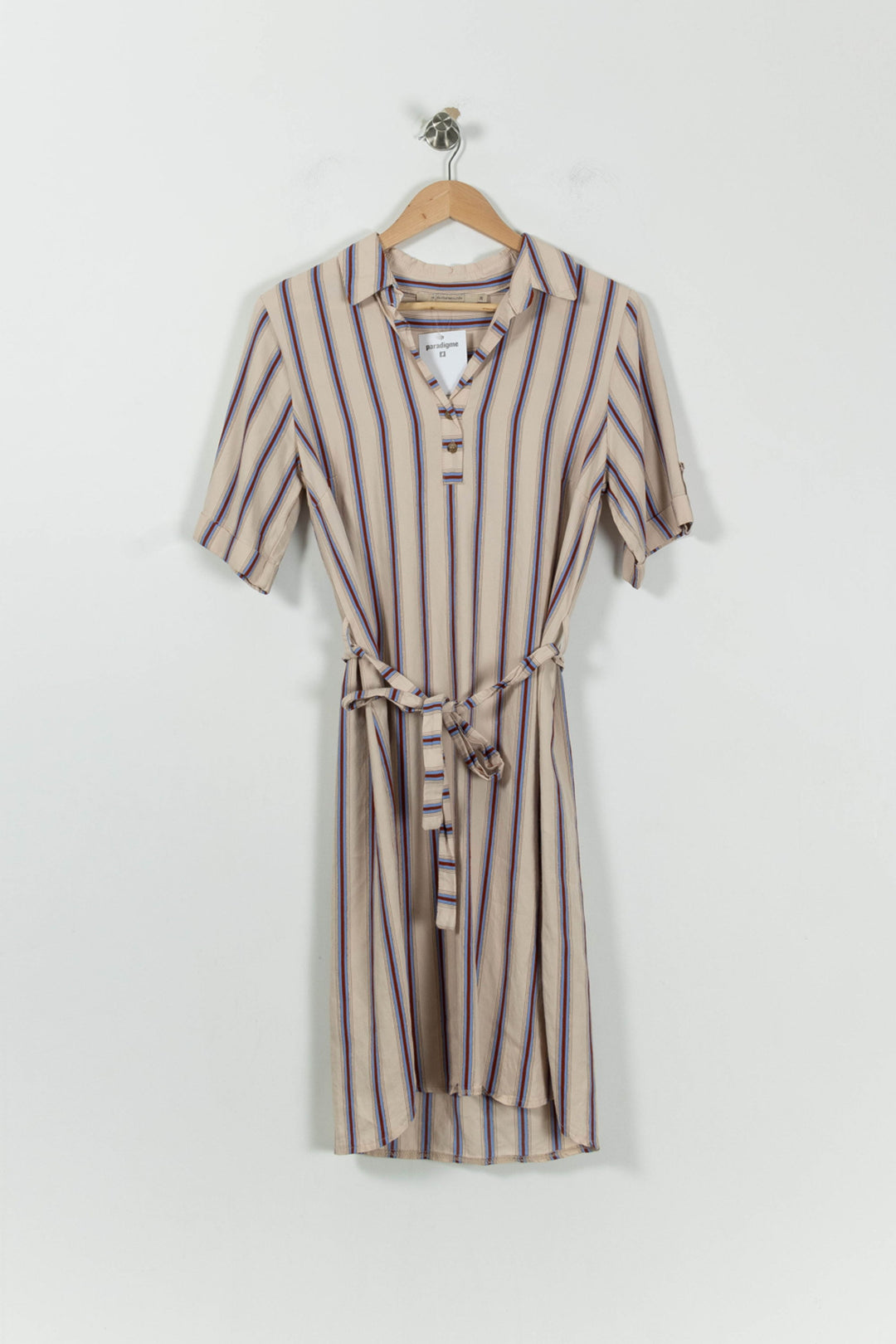 Robe Chemise Beige et Bleu - Taille M/38 de la marque La Fée Maraboutée | PARAD94484 - Vendu par Paradigme - Image 2