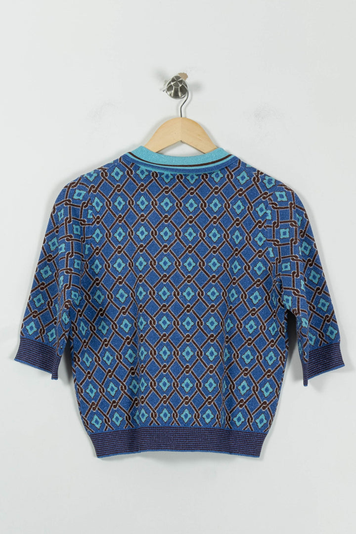 Polo Tricot Bleu et Marron - Taille M/38 de la marque Suncoo | PARAD94487 - Vendu par Paradigme - Image 4