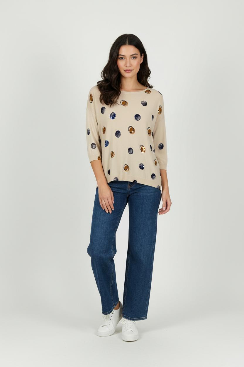 Sweat Beige et Bleu - Taille S/36 de la marque La Fée Maraboutée | PARAD94488 - Vendu par Paradigme - Image 1
