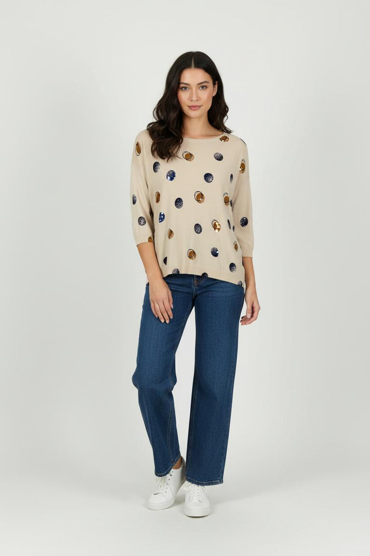 Sweat Beige et Bleu - Taille S/36 de la marque La Fée Maraboutée | PARAD94488 - Vendu par Paradigme - Image 1