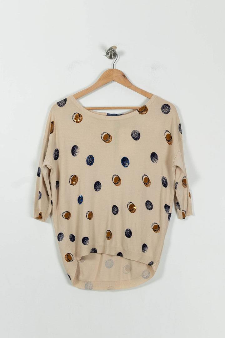 Sweat Beige et Bleu - Taille S/36 de la marque La Fée Maraboutée | PARAD94488 - Vendu par Paradigme - Image 2