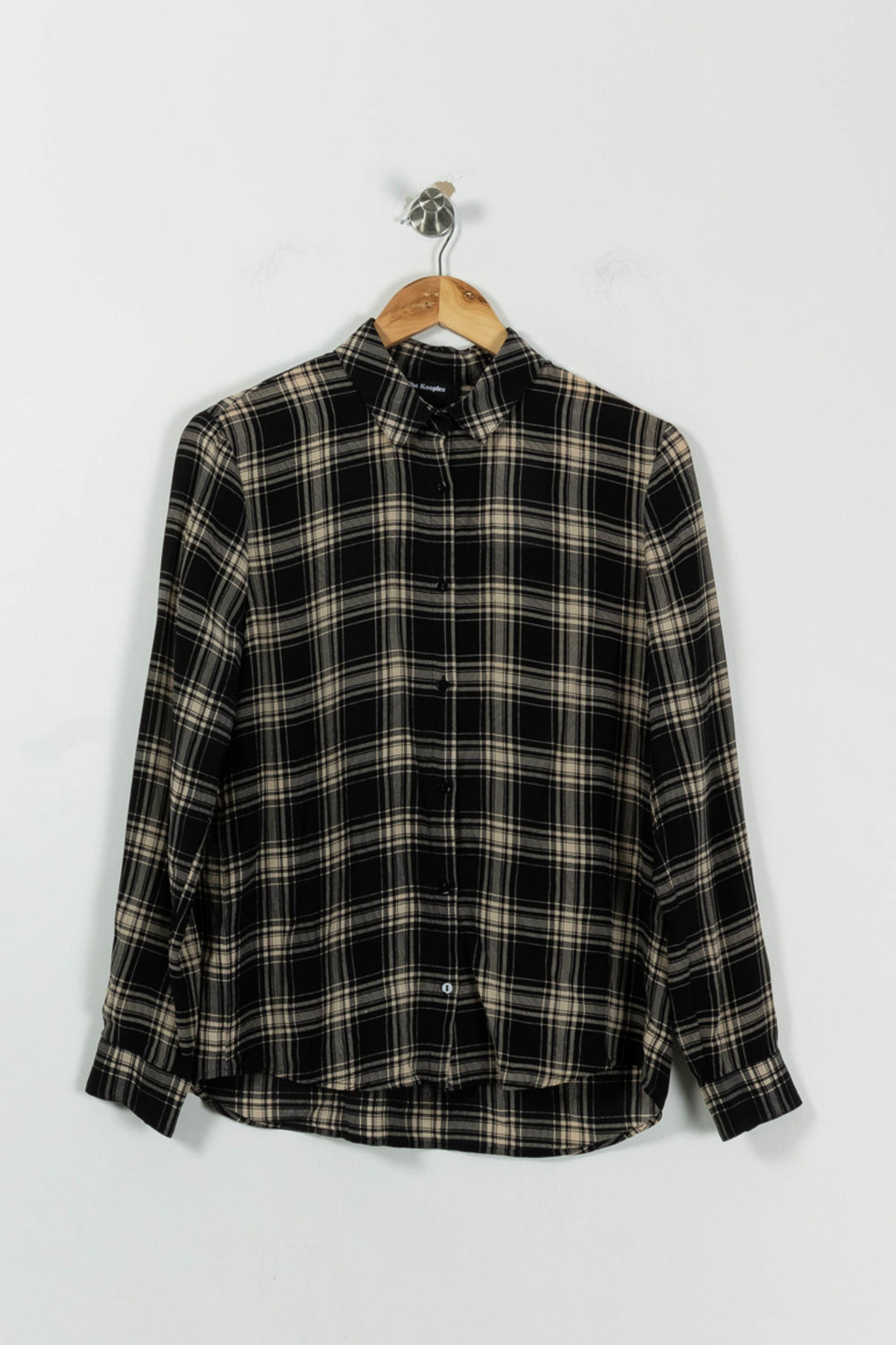 Chemise À Carreaux Noire et Beige - Taille M/38 de la marque The Kooples | PARAD94496 - Vendu par Paradigme - Image 2