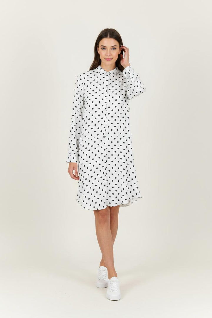 Robe Longue Blanche à Pois Noirs - Taille S/36 de la marque Karl Marc John | PARAD94498 - Vendu par Paradigme - Image 1