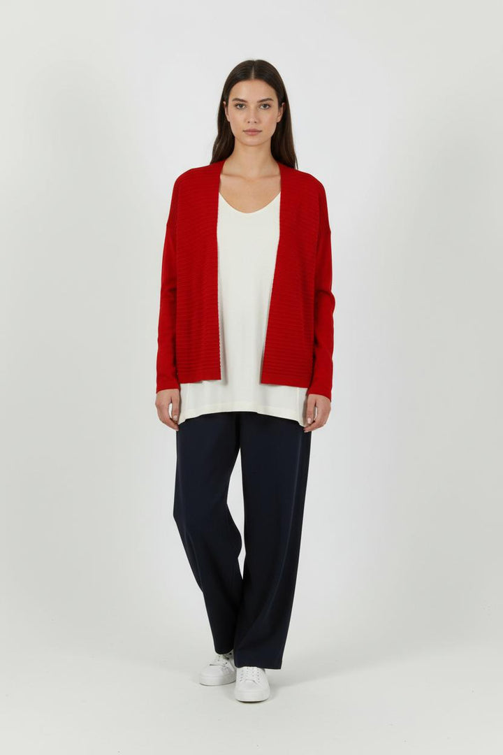 Cardigan Rouge - Taille S/36 de la marque La Fée Maraboutée | PARAD94535 - Vendu par Paradigme - Image 1