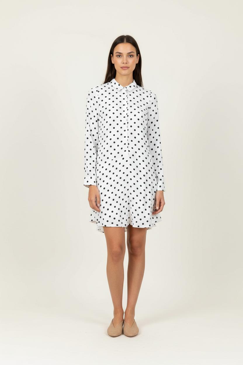 Robe Longue Blanche à Pois Noirs - Taille XS/34 de la marque Karl Marc John | PARAD94588 - Vendu par Paradigme - Image 1