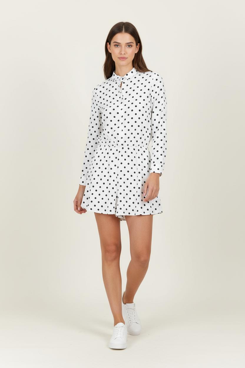 Robe Longue Blanche à Pois Noirs - Taille XS/34 de la marque Karl Marc John | PARAD94598 - Vendu par Paradigme - Image 1