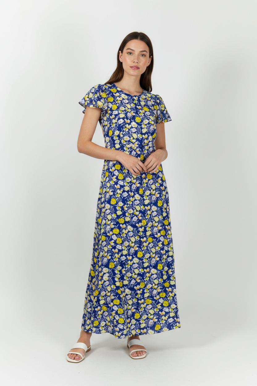 Robe Longue Bleue et Jaune - Taille L/40 de la marque Karl Marc John | PARAD94599 - Vendu par Paradigme - Image 1