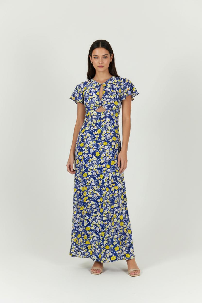 Robe Longue Bleue et Jaune - Taille L/40 de la marque Karl Marc John | PARAD94602 - Vendu par Paradigme - Image 1