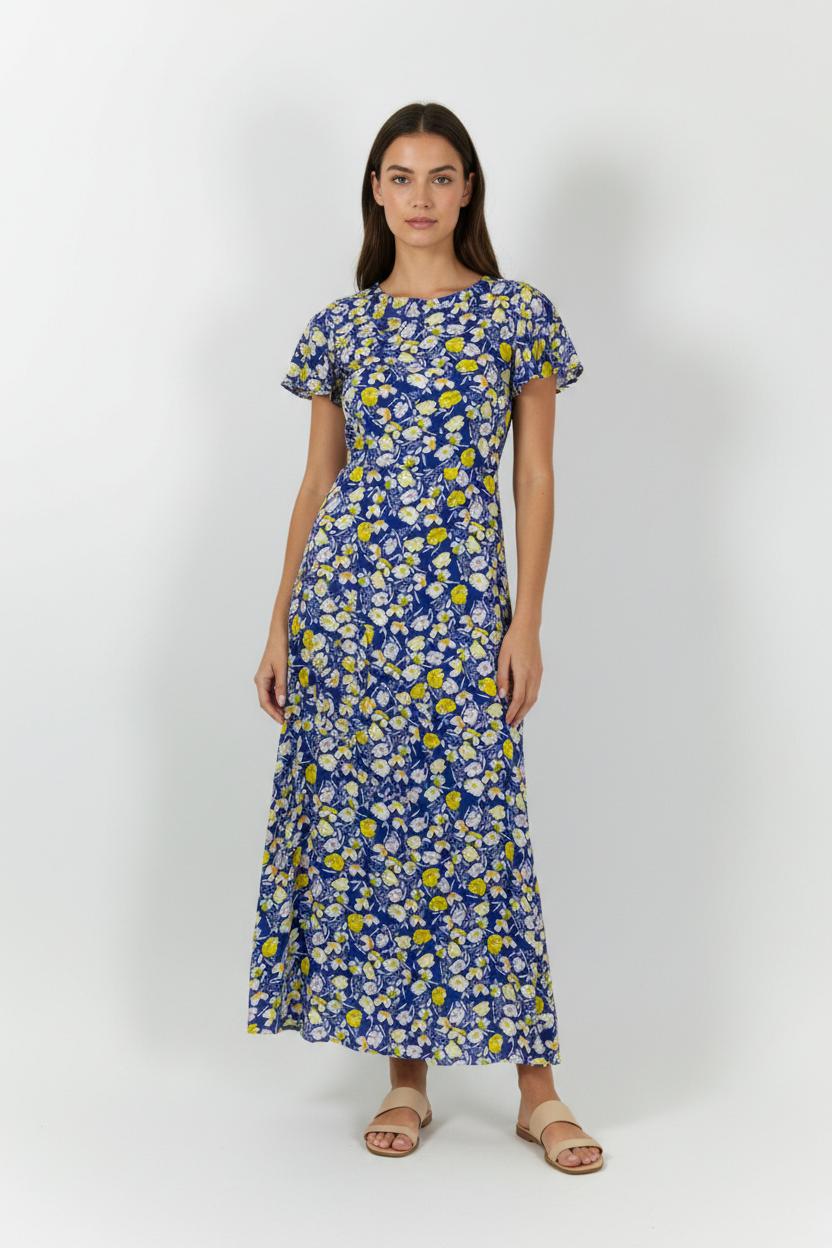 Robe Longue Bleue et Jaune - Taille L/40 de la marque Karl Marc John | PARAD94607 - Vendu par Paradigme - Image 1