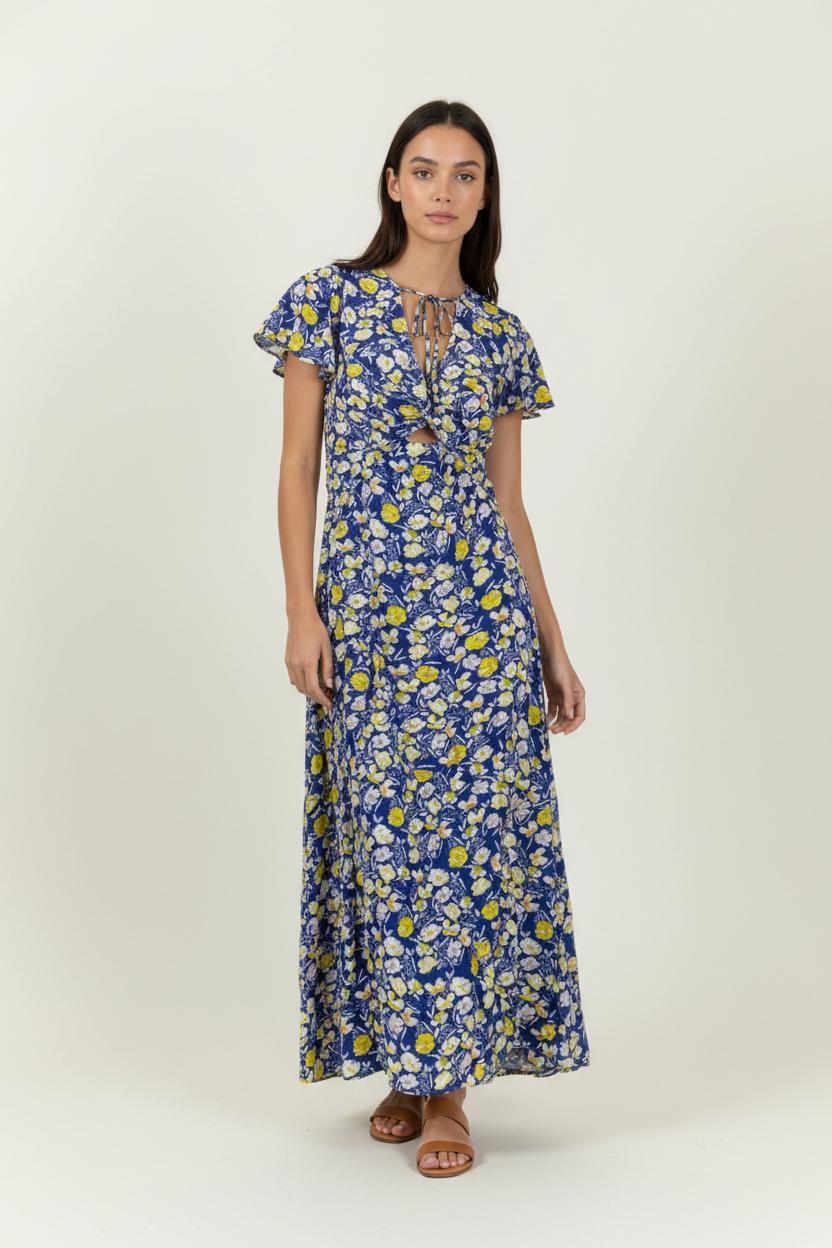 Robe Longue Bleue et Jaune - Taille L/40 de la marque Karl Marc John | PARAD94612 - Vendu par Paradigme - Image 1