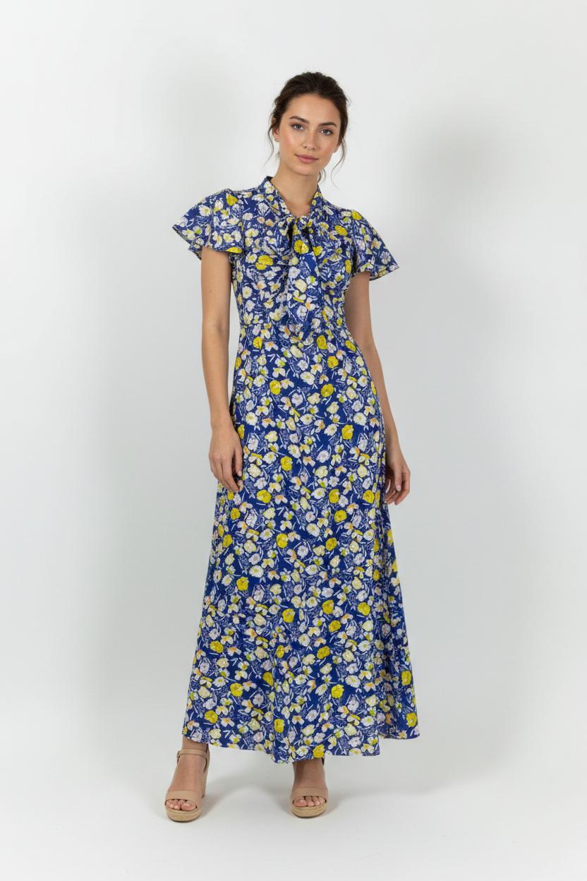 Robe Longue Bleue et Jaune - Taille L/40 de la marque Karl Marc John | PARAD94636 - Vendu par Paradigme - Image 1