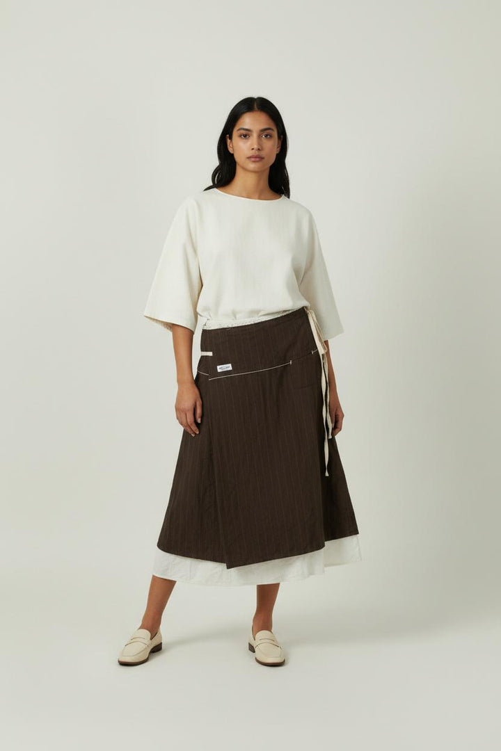 Jupe Longue Marron et Blanche - Taille XL/42 de la marque IKKS | PARAD94644 - Vendu par Paradigme - Image 1