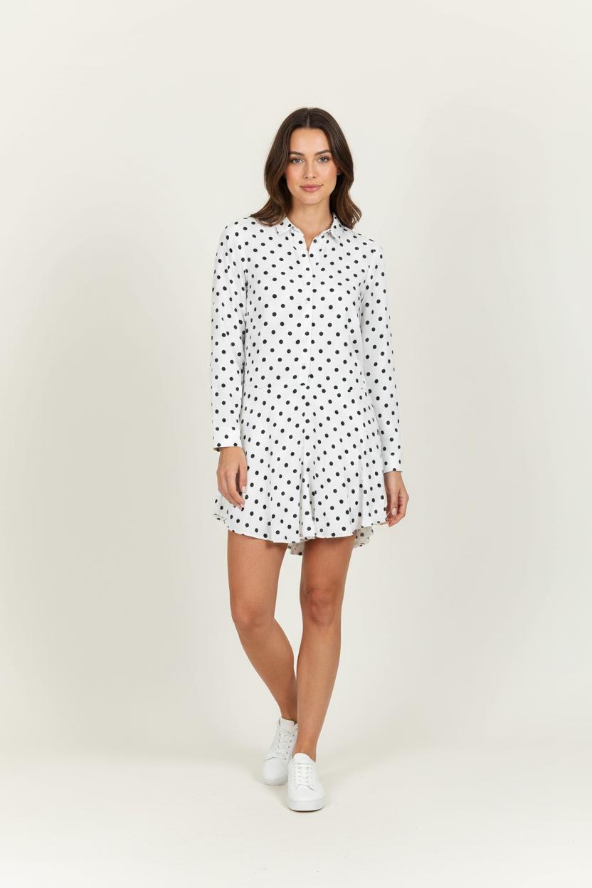 Robe Blanche à Pois Noirs - Taille XS/34 de la marque Karl Marc John | PARAD94648 - Vendu par Paradigme - Image 1