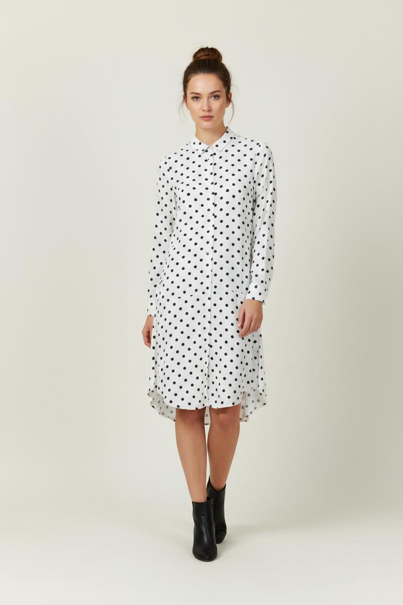 Robe Longue Blanche à Pois Noirs - Taille XS/34 de la marque Karl Marc John | PARAD94659 - Vendu par Paradigme - Image 1