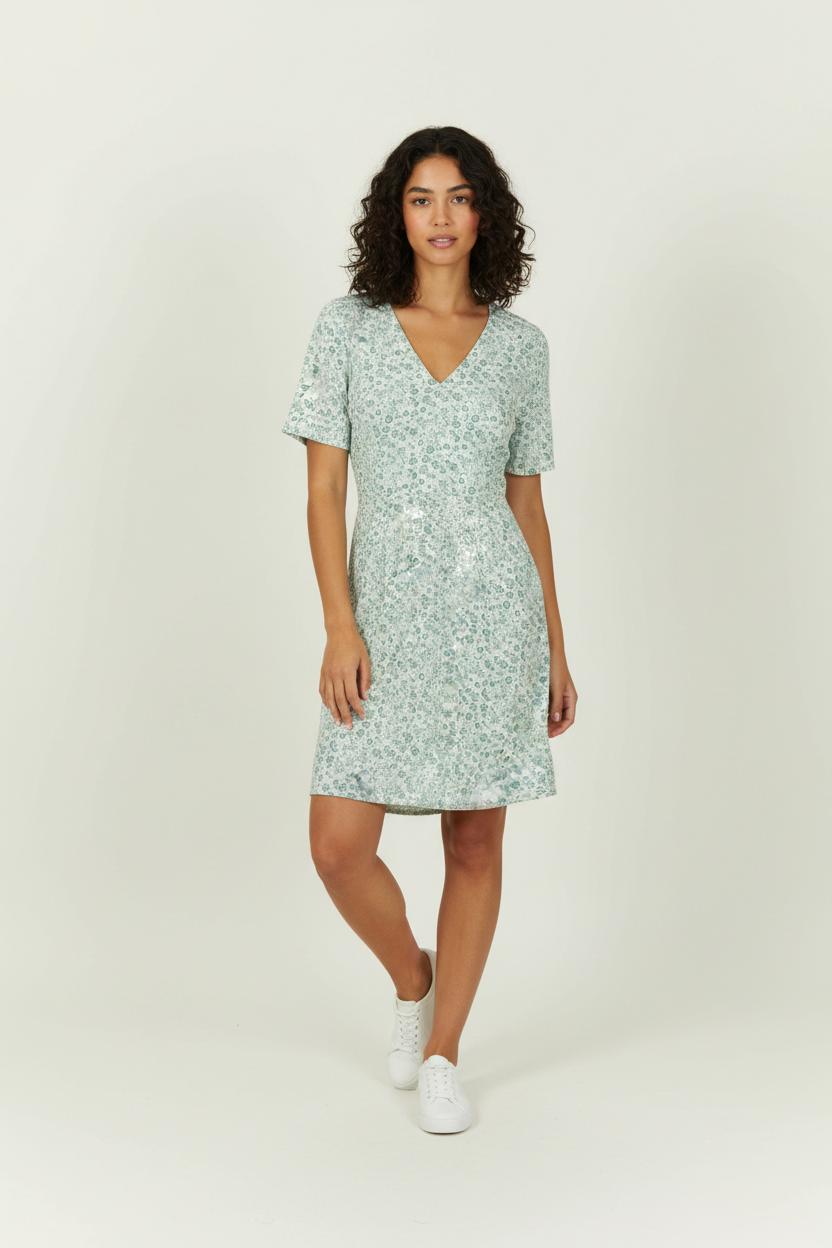 Robe Courte Verte et Blanche - Taille S/36 de la marque Karl Marc John | PARAD94681 - Vendu par Paradigme - Image 1