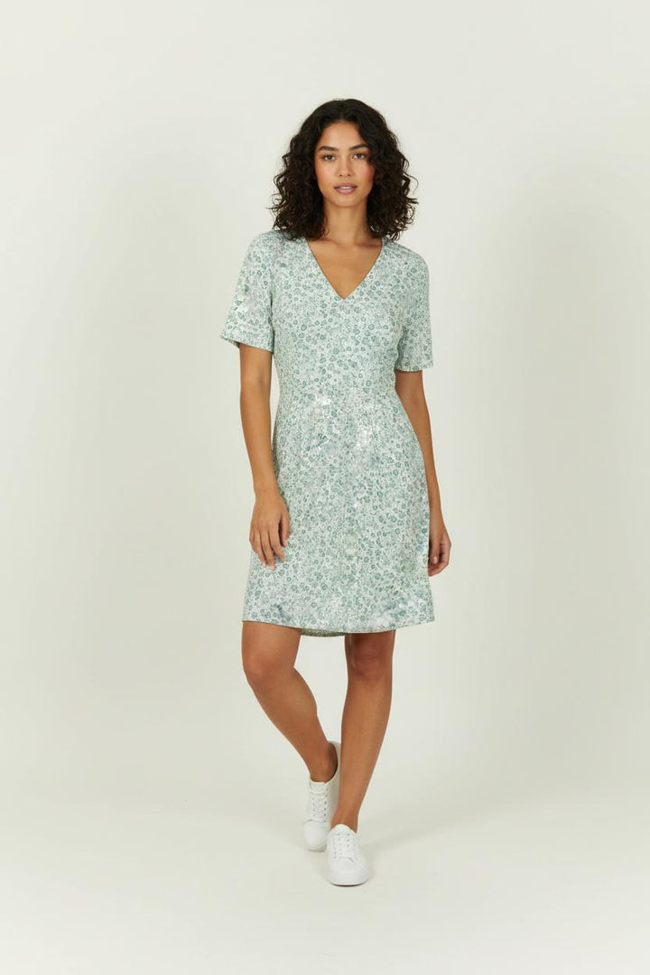 Robe Courte Verte et Blanche - Taille S/36 de la marque Karl Marc John | PARAD94681 - Vendu par Paradigme - Image 1