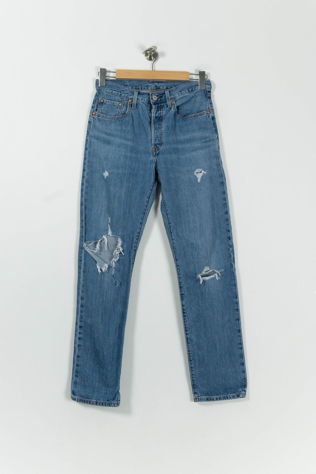 Jean Droit Déchiré Bleu - Taille XS/34 de la marque Levi's | PARAD94702 - Vendu par Paradigme - Image 2