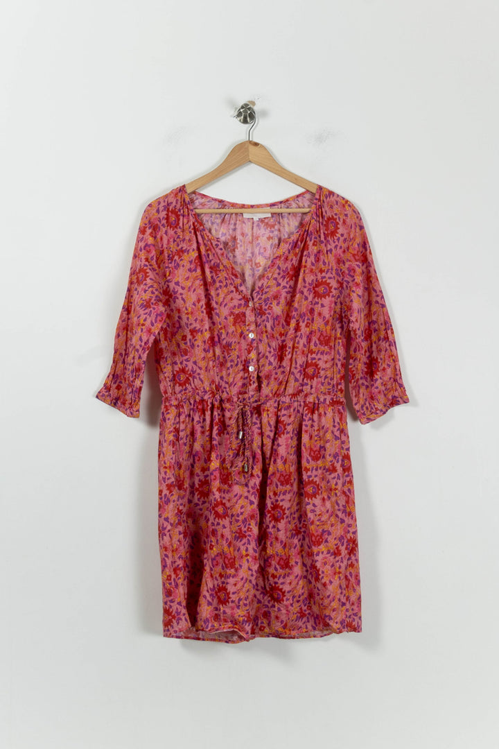 Robe Fleurie Rose et Rouge - Taille L/40 de la marque Sud express | PARAD94770 - Vendu par Paradigme - Image 2