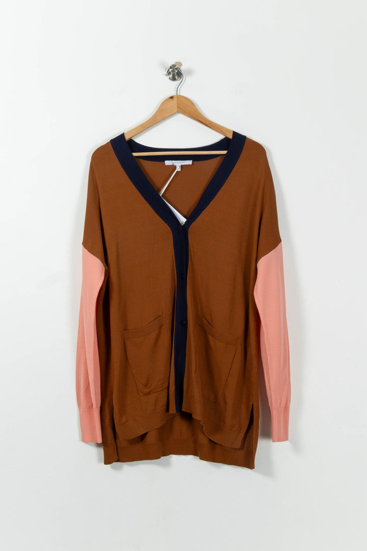 Cardigan Marron et Rose - Taille S/36 de la marque La Fée Maraboutée | PARAD9482 - Vendu par Paradigme - Image 2