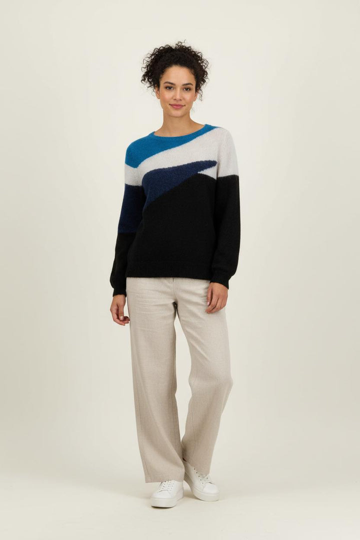 Pull Bleu Noir et Blanc - Taille L/40 de la marque Caroll | PARAD94824 - Vendu par Paradigme - Image 1