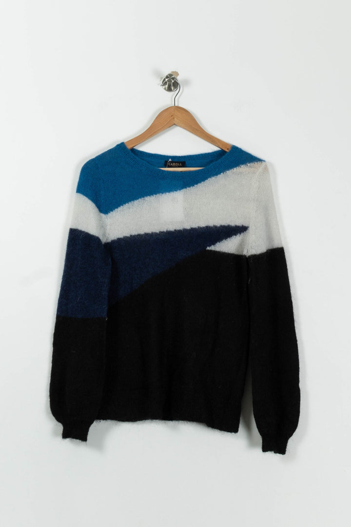 Pull Bleu Noir et Blanc - Taille L/40 de la marque Caroll | PARAD94824 - Vendu par Paradigme - Image 2