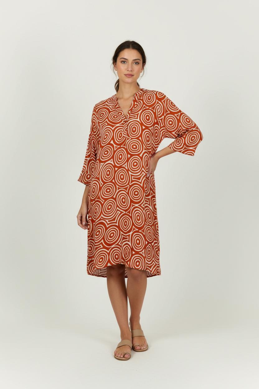Robe Orange et Blanche - Taille S/36 de la marque La Fée Maraboutée | PARAD94833 - Vendu par Paradigme - Image 1