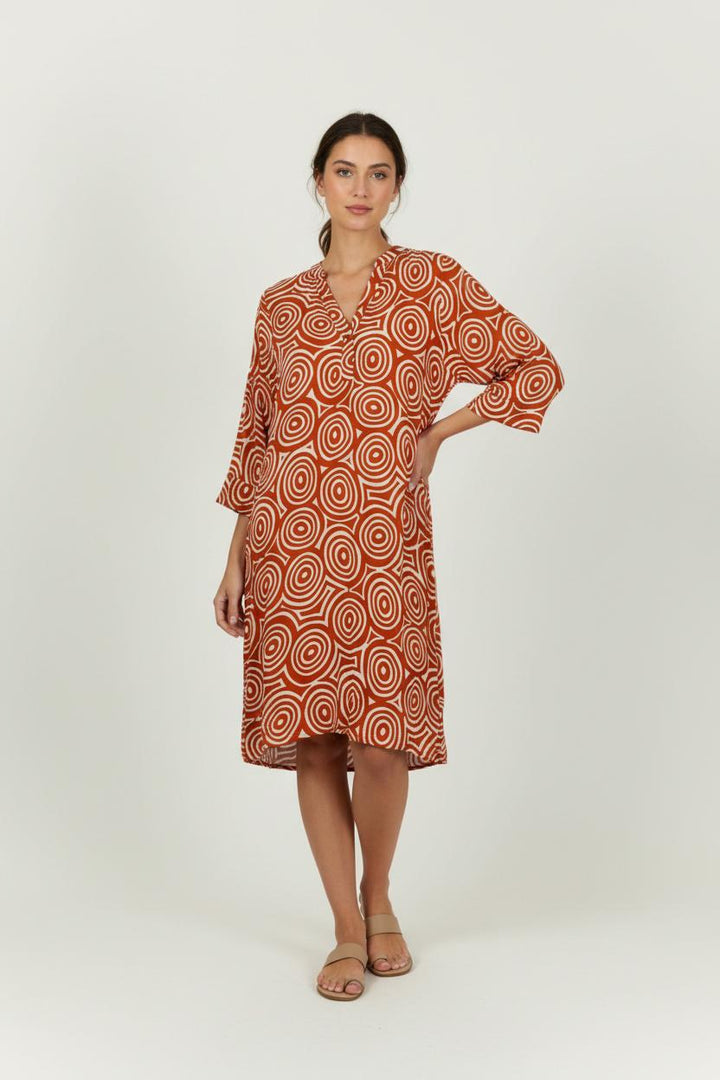 Robe Orange et Blanche - Taille S/36 de la marque La Fée Maraboutée | PARAD94833 - Vendu par Paradigme - Image 1
