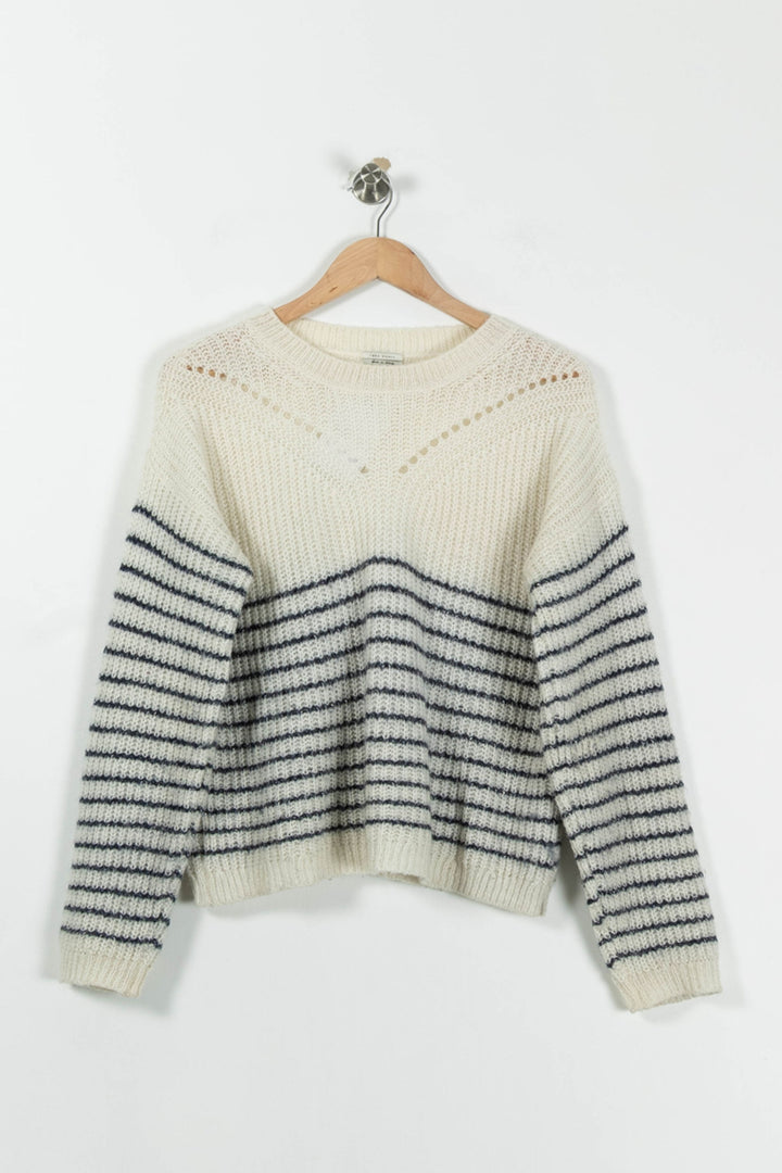 Pull Blanc et Bleu Marine - Taille M/38 de la marque IKKS | PARAD94874 - Vendu par Paradigme - Image 2