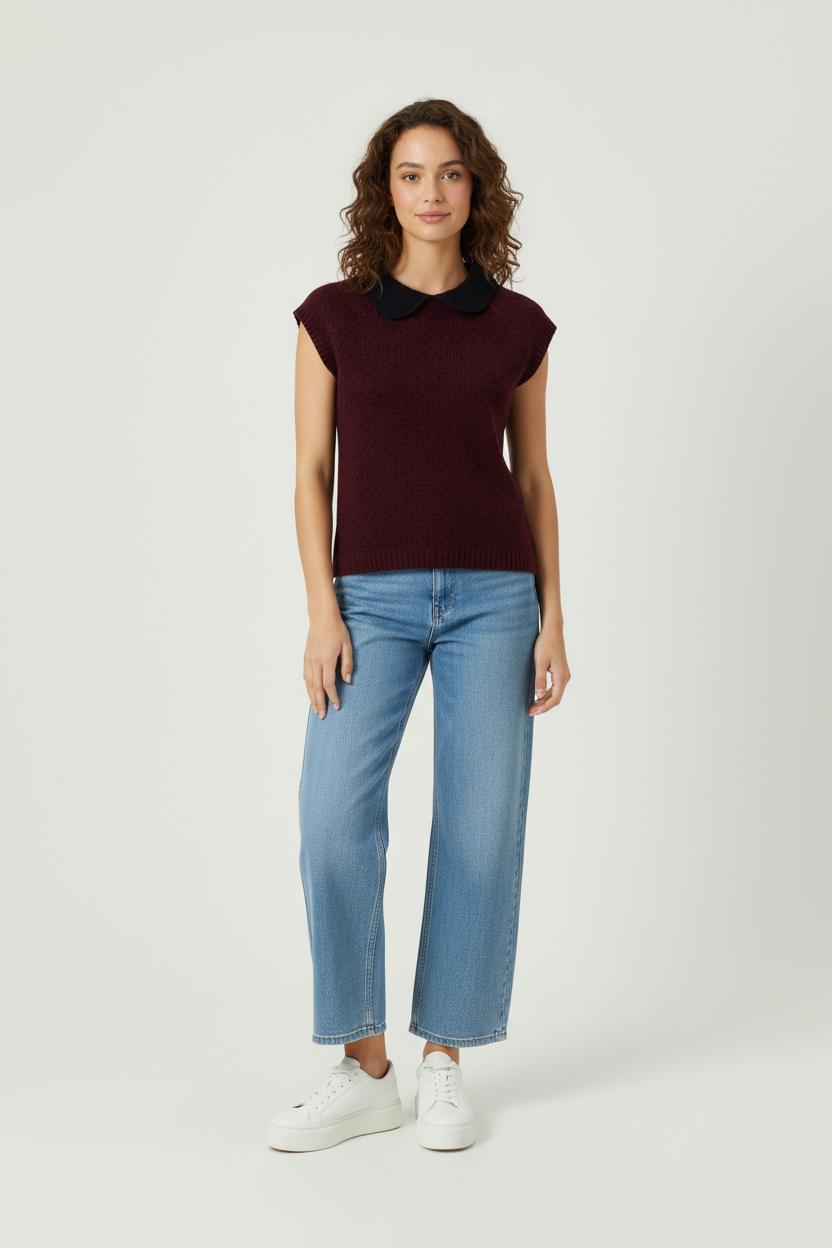 Pull Sans Manches Bordeaux et Noir - Taille S/36 de la marque Manoush | PARAD94910 - Vendu par Paradigme - Image 1