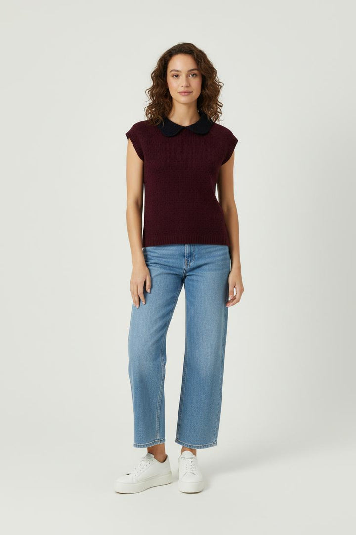 Pull Sans Manches Bordeaux et Noir - Taille S/36 de la marque Manoush | PARAD94910 - Vendu par Paradigme - Image 1