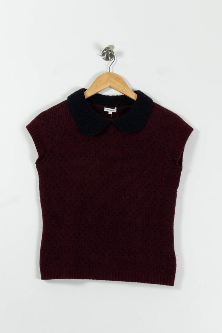 Pull Sans Manches Bordeaux et Noir - Taille S/36 de la marque Manoush | PARAD94910 - Vendu par Paradigme - Image 2