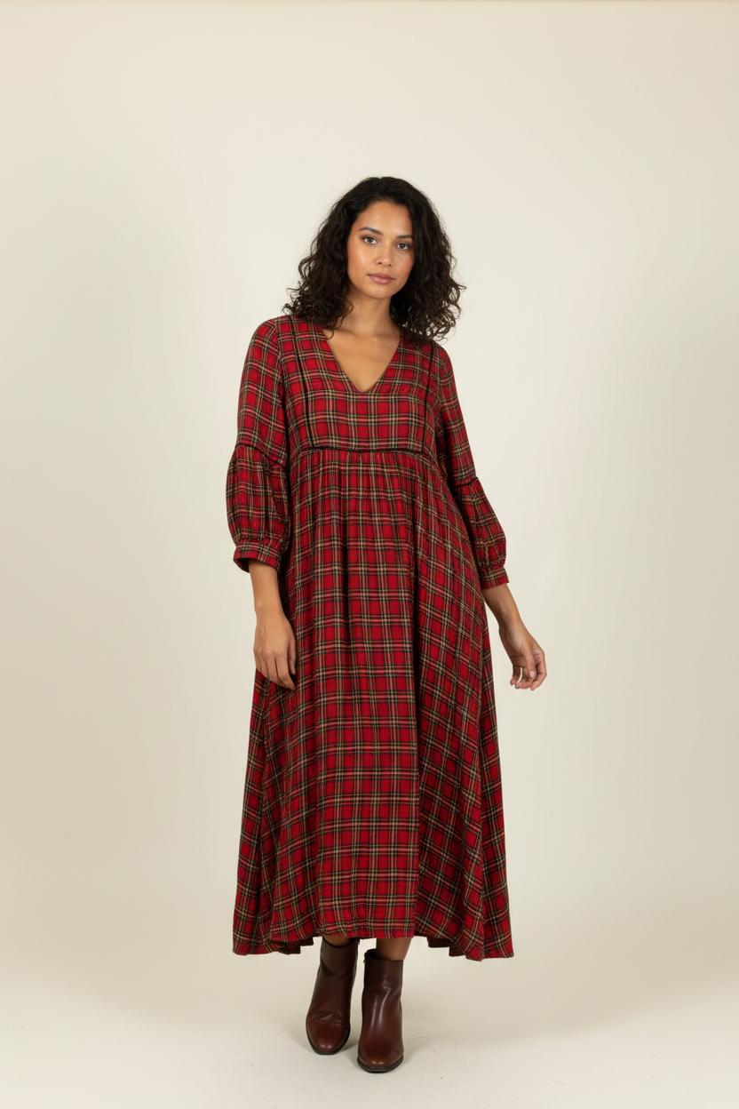Robe Longue Rouge et Noire - Taille S/36 de la marque Léon & Harper | PARAD94911 - Vendu par Paradigme - Image 1