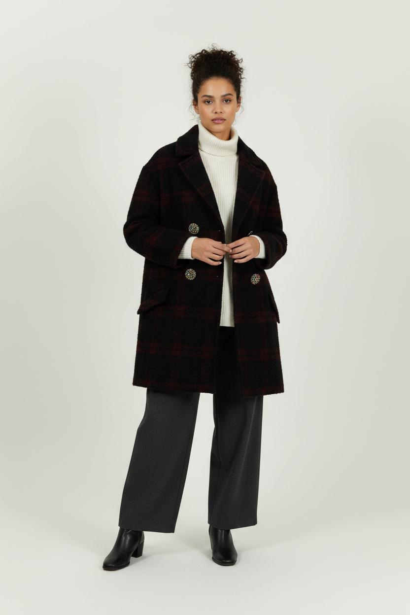 Manteau Long Bordeaux et Noir - Taille S/36 de la marque Manoush | PARAD94912 - Vendu par Paradigme - Image 1