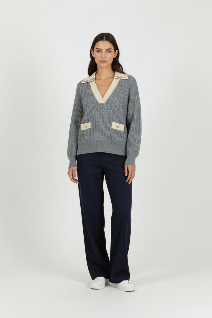 Pull Gris et Beige - Taille XS/34 de la marque Sandro | PARAD94933 - Vendu par Paradigme - Image 1