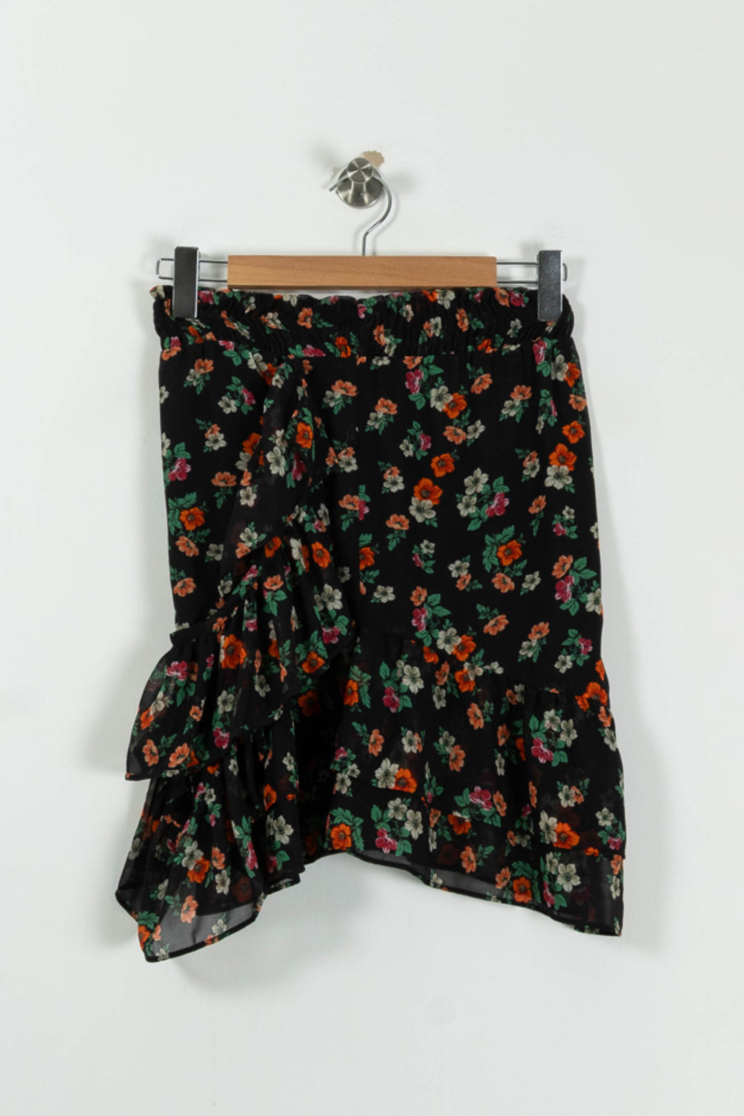 Jupe Volantée Noire à Fleurs - Taille M/38 de la marque Maje | PARAD94964 - Vendu par Paradigme - Image 4