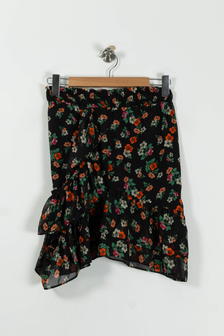Jupe Volantée Noire à Fleurs - Taille M/38 de la marque Maje | PARAD94964 - Vendu par Paradigme - Image 4