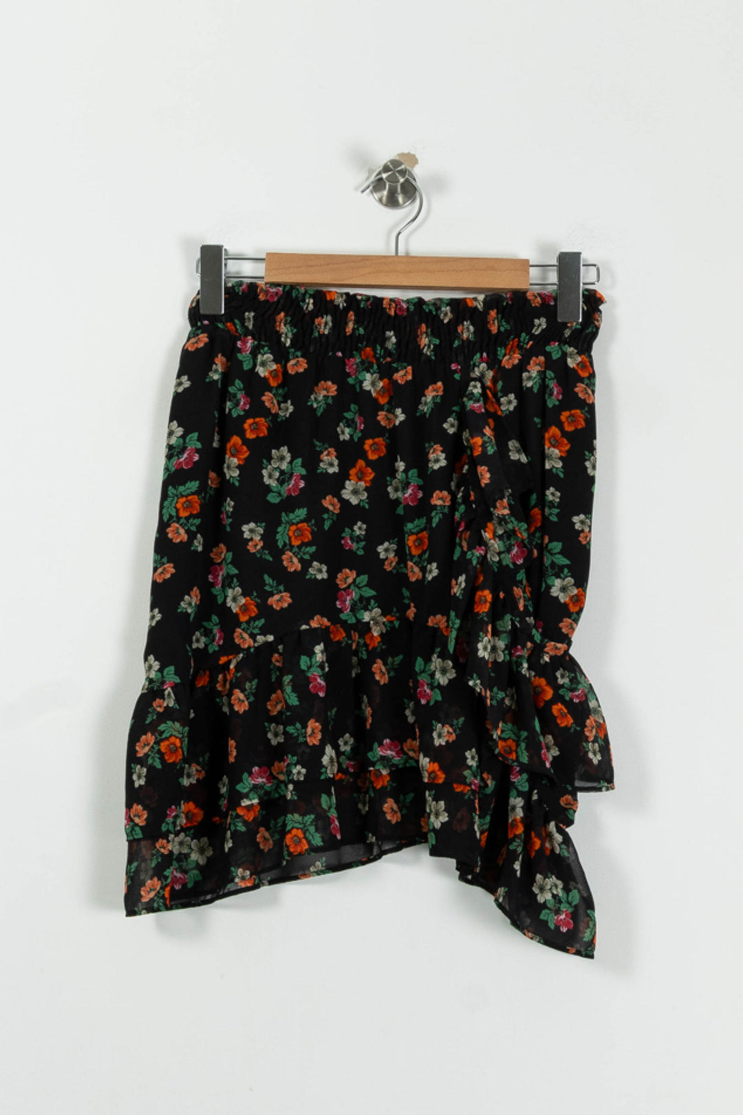 Jupe Volantée Noire à Fleurs - Taille M/38 de la marque Maje | PARAD94964 - Vendu par Paradigme - Image 2