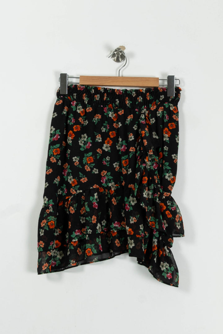 Jupe Volantée Noire à Fleurs - Taille M/38 de la marque Maje | PARAD94964 - Vendu par Paradigme - Image 2