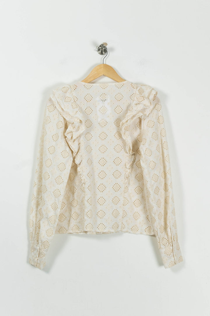 Blouse Brodée Beige - Taille S/36 de la marque Sézane | PARAD94969 - Vendu par Paradigme - Image 4