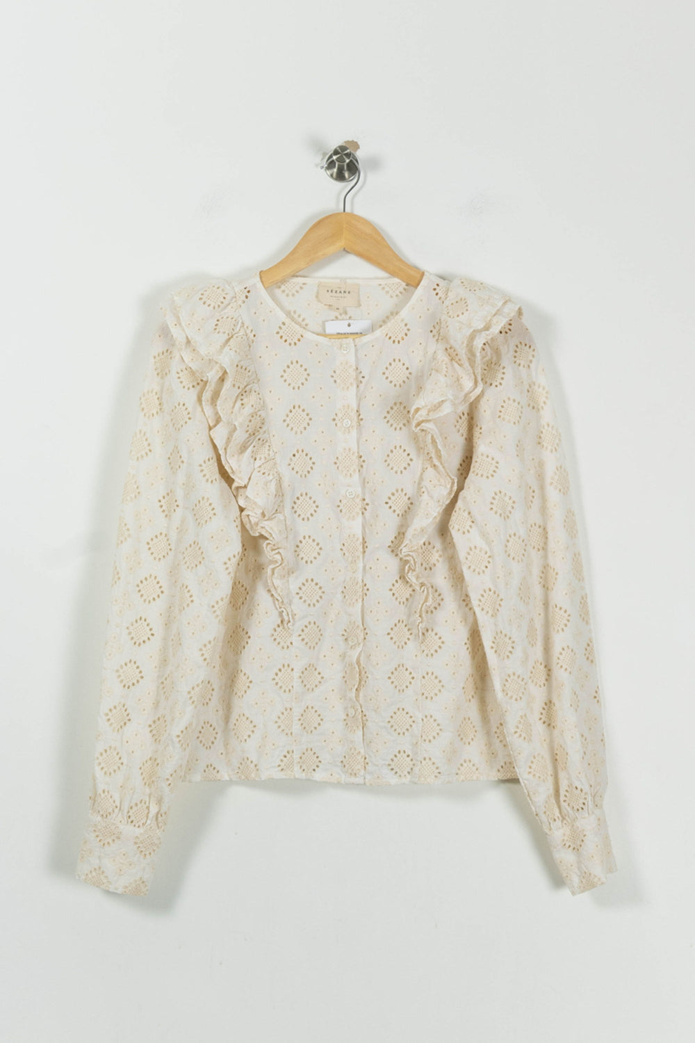 Blouse Brodée Beige - Taille S/36 de la marque Sézane | PARAD94969 - Vendu par Paradigme - Image 2