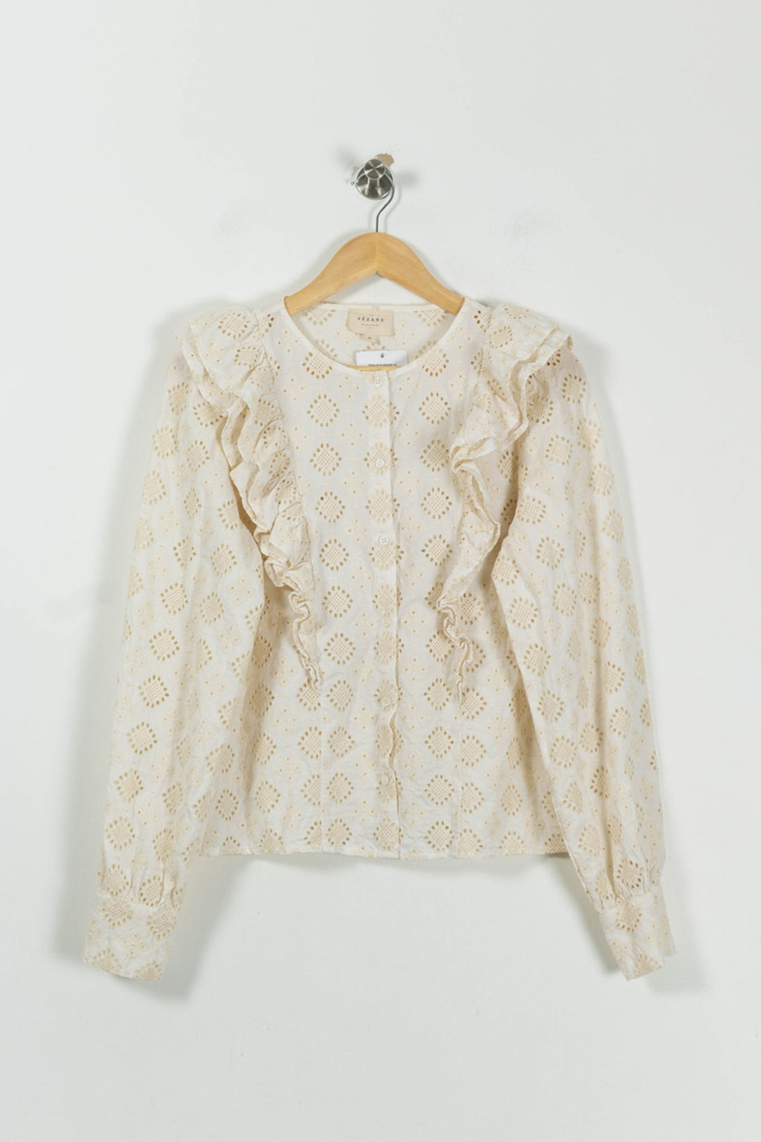 Blouse Brodée Beige - Taille S/36 de la marque Sézane | PARAD94969 - Vendu par Paradigme - Image 2